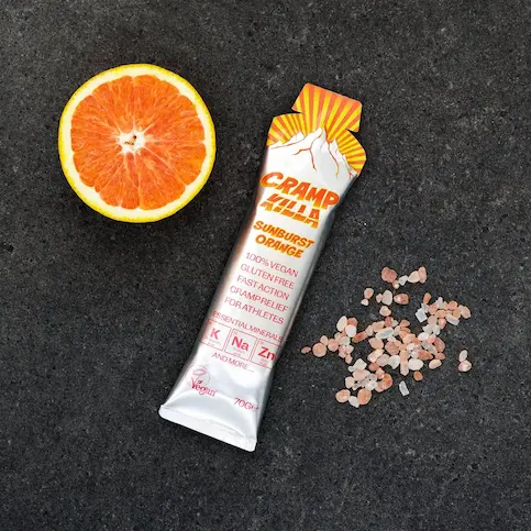Orange sachet and Himalayan rock salt flatlay